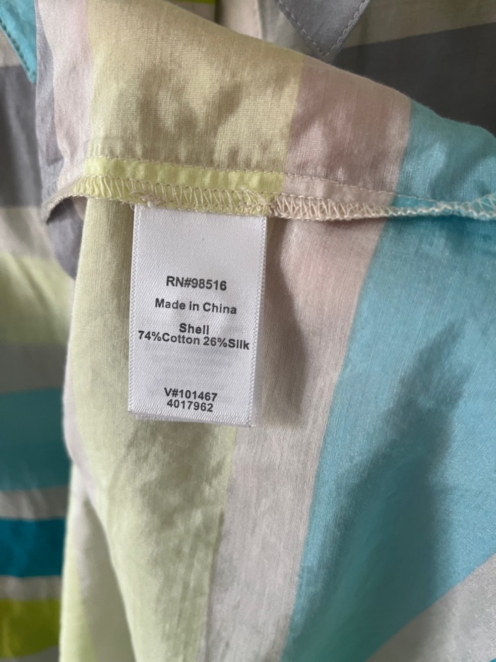 Coldwater Creek Aqua, Lime & Gray Striped Button-Up Shirt - Picture 3 of 5